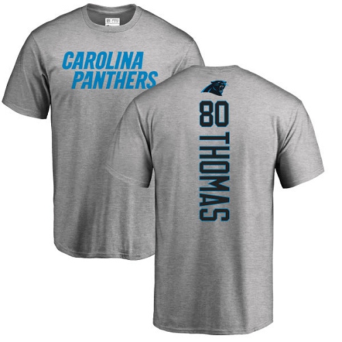 Carolina Panthers Men Ash Ian Thomas Backer NFL Football #80 T Shirt